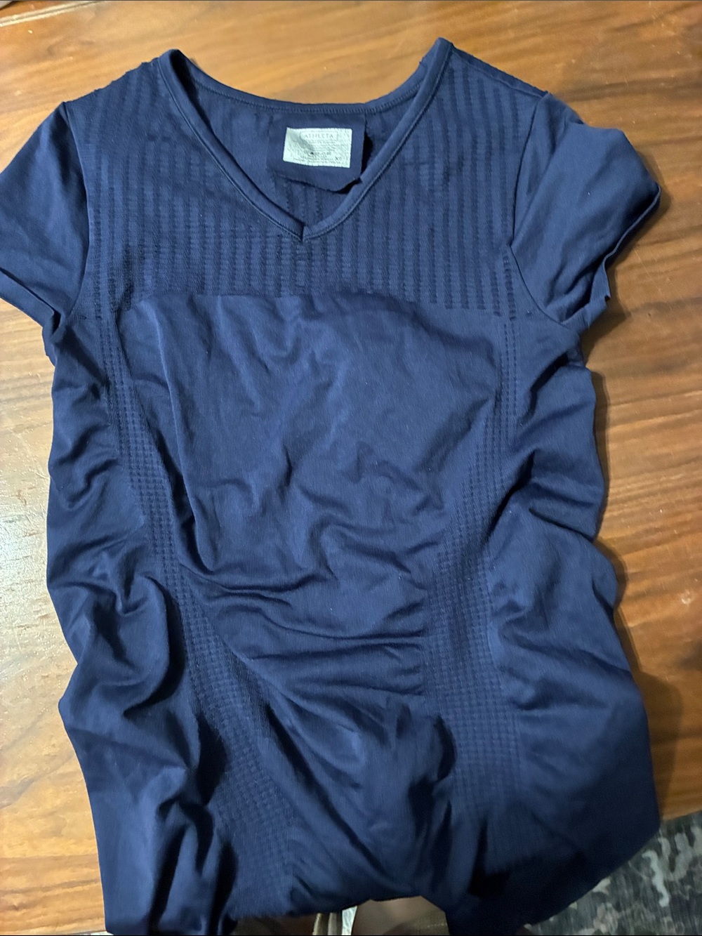 Athleta Navy Short Sleeve V-Neck Performance Tee
